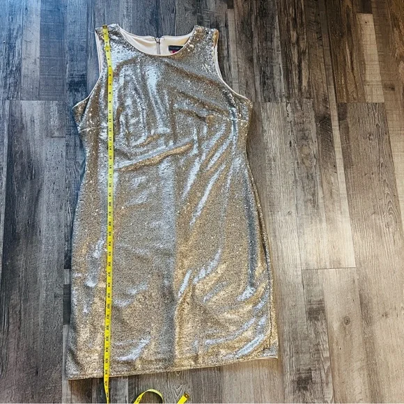 Vince Camuto SEQUIN SHIFT SHIMMER GOLD DRESS SIZE 14 NWT - Picture 6 of 6